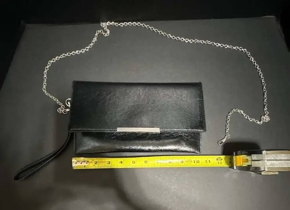 INC International Concepts Black Faux Leather Clutch with Removable Wristlet and